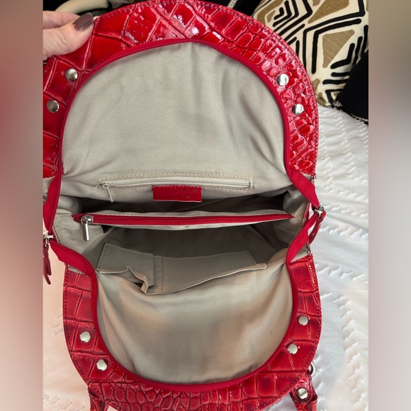 TORBICA HIGH QUALITY SOFT CROC EMBOSSED RED LEATHER SATCHEL OR HOBO STYLE BAG - Picture 13 of 16